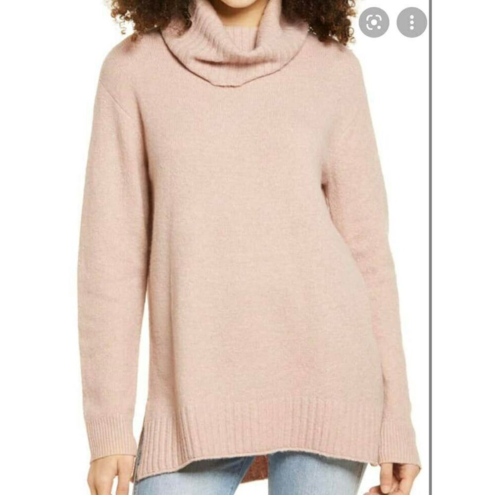 Cozy Oversized Cowl‎ Neck Tunic Sweater BP Pink Adobe Knit XL